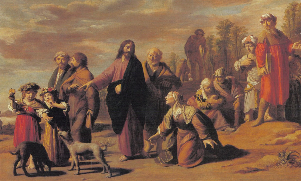 Willem van Oordt - Een Kanaänitische vrouw smeekt Jezus haar dochter te genezen (Matteüs 15-21-28), Marcus 7-24-30) 