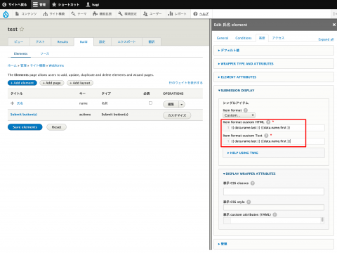 webform内のカスタムtwig