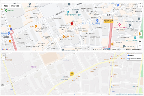 Googleマップと、MIERUNEマップ