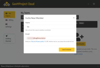 GanttProject-Cloud-Dashboard - Invite member
