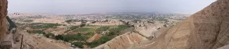 Panorama of Jericho city from Monastery of Temptation