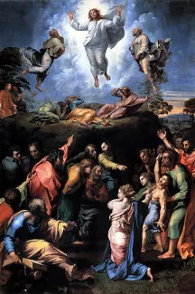 Transfiguration, by Raphael, 1520, unfinished at his death. (Pinacoteca Vaticana)