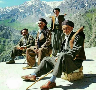 A group of Kurdish men with traditional clothing at Hawraman, Kurdistan