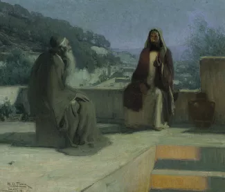 Nicodemus and Jesus on a Rooftop