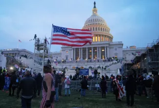 Trump supporters in front of the Capitol