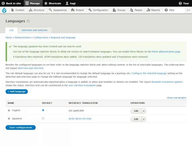 Language added