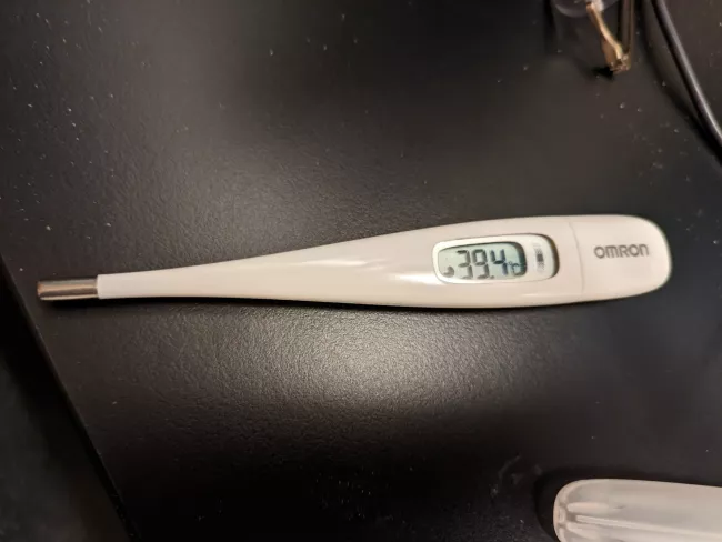 体温計は39.4度