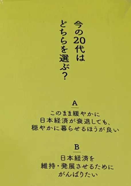 A.このまま緩やかに日本経済が衰退しても、穏やかに暮らせるほうが良い
